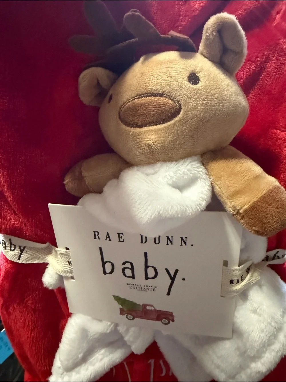Rae Dunn Plush Baby’s 1st Christmas Blanket with Stuffed Reindeer